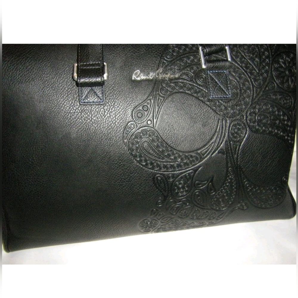 Robert Graham Duffle Bag Travel Weekender  Embossed Black Sugar Skull Large New